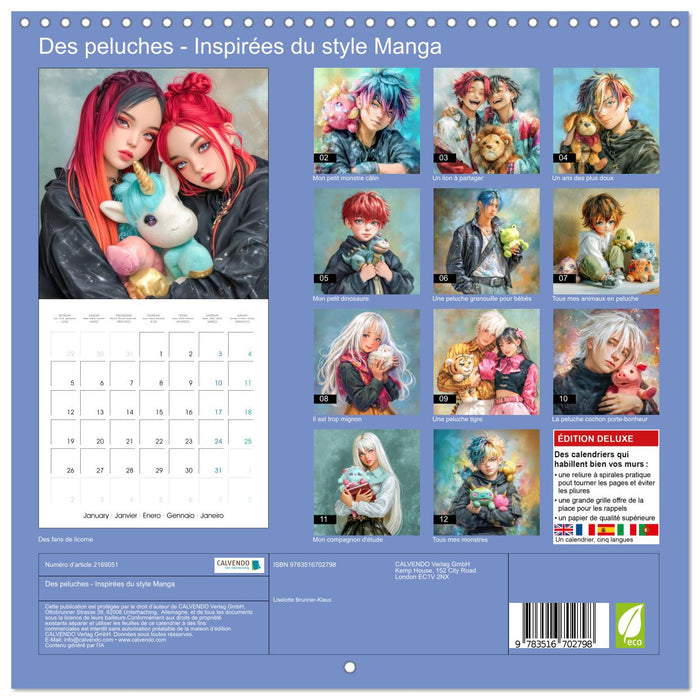 Des peluches - Inspirées du style Manga (CALVENDO Calendrier mensuel 2026)