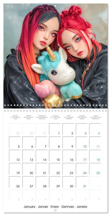 Des peluches - Inspirées du style Manga (CALVENDO Calendrier mensuel 2026)