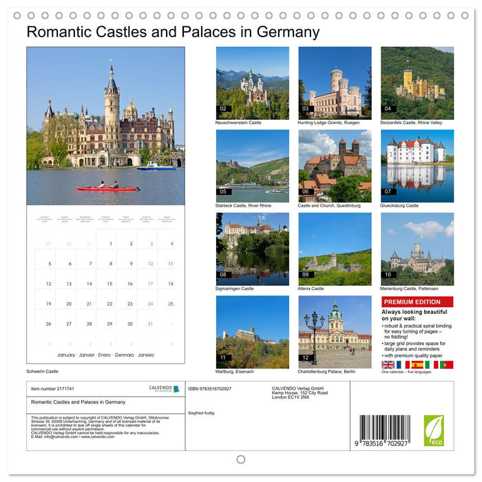 Romantic Castles and Palaces in Germany (CALVENDO Monthly Calendar 2026)