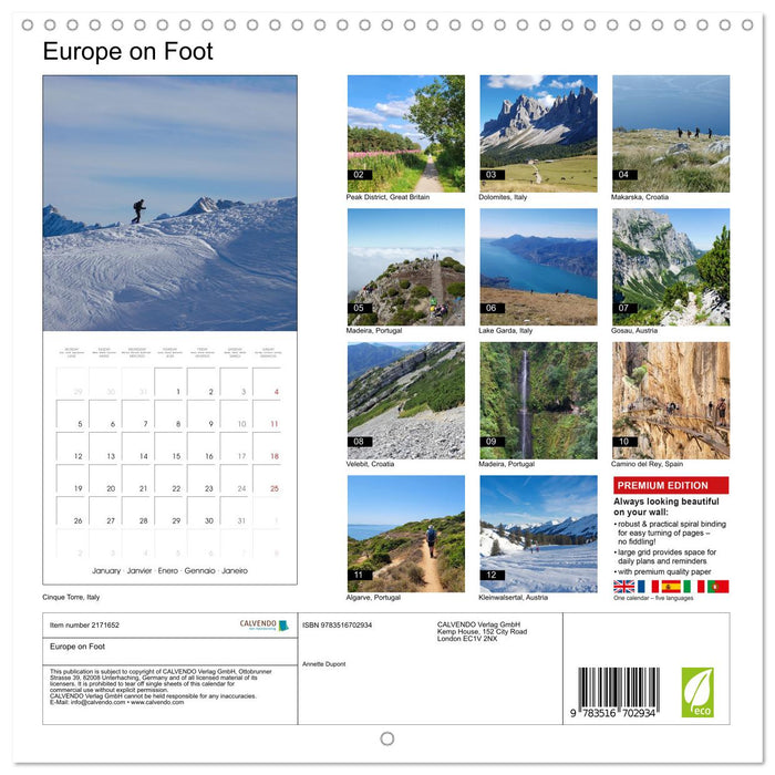 Europe on Foot (CALVENDO Monthly Calendar 2026)
