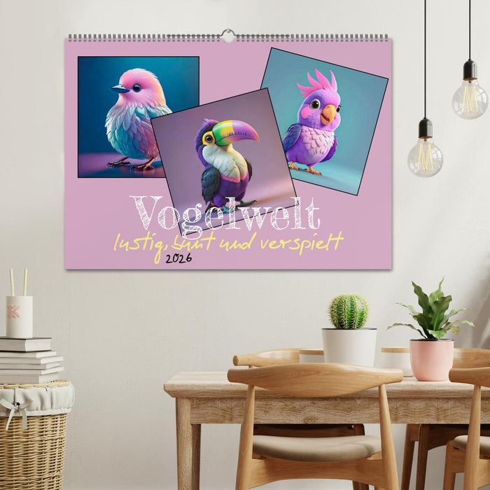 Vogelwelt, lustig, bunt und verspielt (CALVENDO Wandkalender 2026)