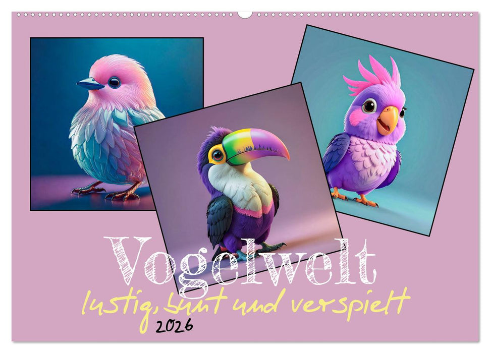 Vogelwelt, lustig, bunt und verspielt (CALVENDO Wandkalender 2026)