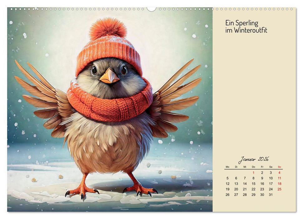 Vogelwelt, lustig, bunt und verspielt (CALVENDO Wandkalender 2026)