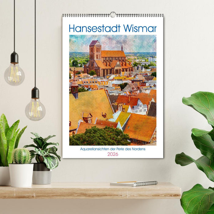 Hansestadt Wismar - Aquarellansichten der Perle des Nordens (CALVENDO Wandkalender 2026)