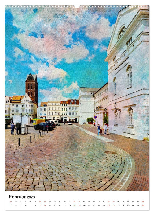 Hansestadt Wismar - Aquarellansichten der Perle des Nordens (CALVENDO Wandkalender 2026)