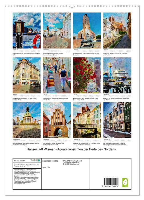 Hansestadt Wismar - Aquarellansichten der Perle des Nordens (CALVENDO Premium Wandkalender 2026)
