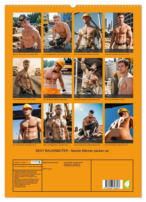 SEXY BAUARBEITER - Nackte Männer packen an (CALVENDO Premium Wandkalender 2026)