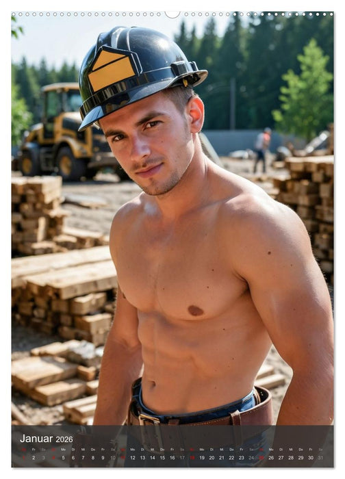 SEXY BAUARBEITER - Nackte Männer packen an (CALVENDO Premium Wandkalender 2026)