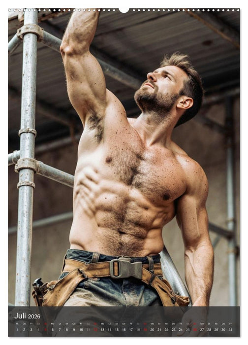 SEXY BAUARBEITER - Nackte Männer packen an (CALVENDO Premium Wandkalender 2026)