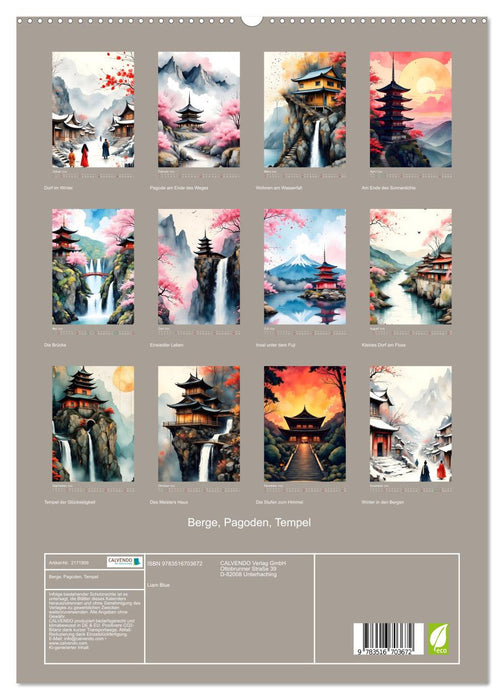 Berge, Pagoden, Tempel (CALVENDO Premium Wandkalender 2026)