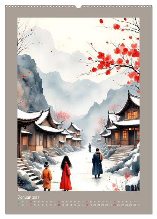 Berge, Pagoden, Tempel (CALVENDO Premium Wandkalender 2026)