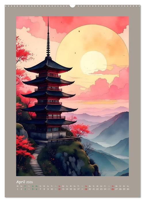 Berge, Pagoden, Tempel (CALVENDO Premium Wandkalender 2026)