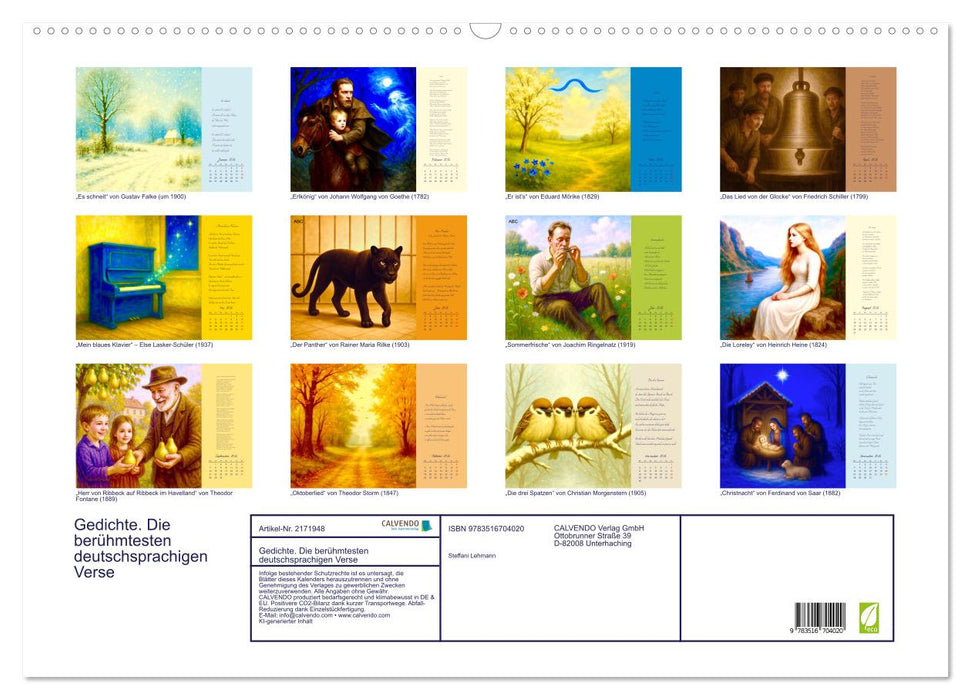 Gedichte. Die berühmtesten deutschsprachigen Verse (CALVENDO Wandkalender 2026)