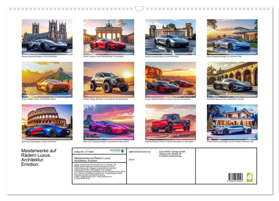 Meisterwerke auf Rädern Luxus. Architektur. Emotion. (CALVENDO Wandkalender 2026)