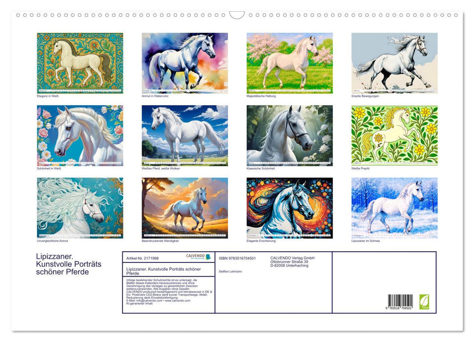 Lipizzaner. Kunstvolle Porträts schöner Pferde (CALVENDO Wandkalender 2026)