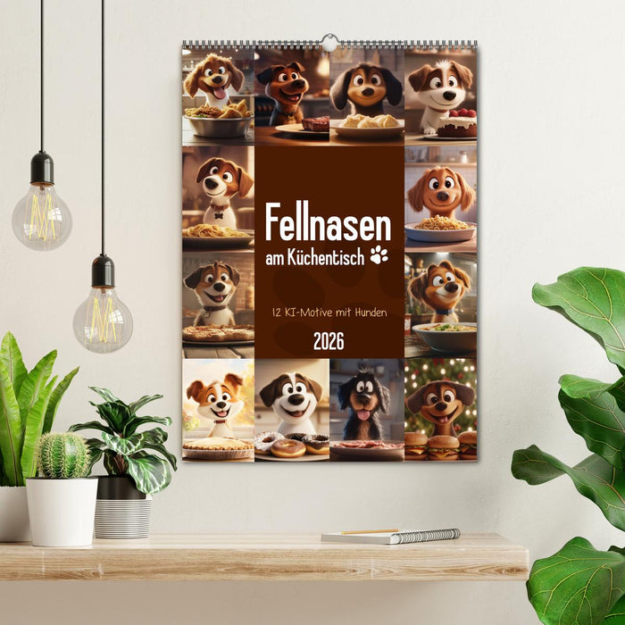 Fellnasen am Küchentisch - 12 KI-Motive mit Hunden (CALVENDO Wandkalender 2026)