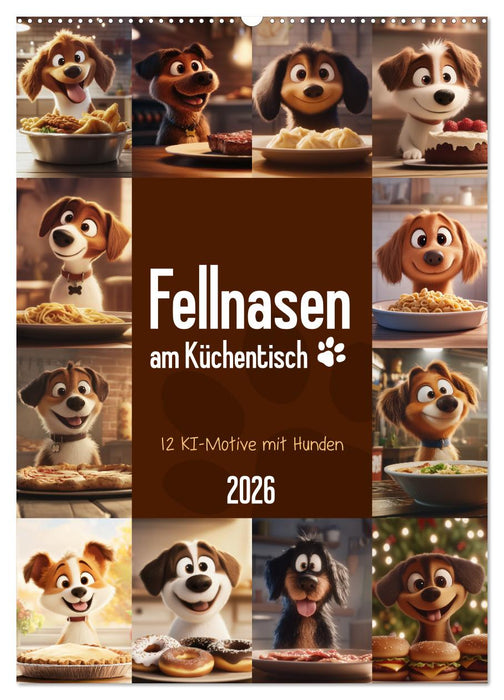 Fellnasen am Küchentisch - 12 KI-Motive mit Hunden (CALVENDO Wandkalender 2026)