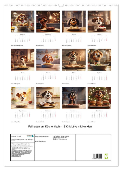 Fellnasen am Küchentisch - 12 KI-Motive mit Hunden (CALVENDO Wandkalender 2026)
