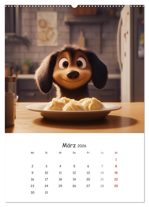 Fellnasen am Küchentisch - 12 KI-Motive mit Hunden (CALVENDO Wandkalender 2026)
