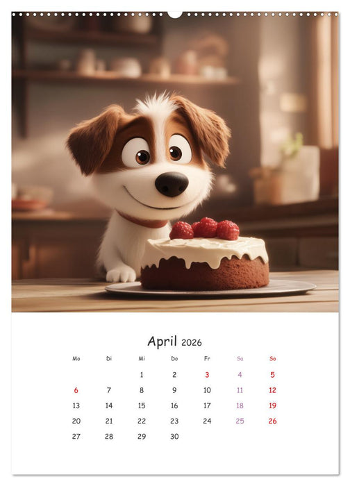 Fellnasen am Küchentisch - 12 KI-Motive mit Hunden (CALVENDO Wandkalender 2026)