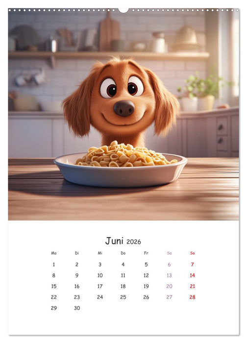 Fellnasen am Küchentisch - 12 KI-Motive mit Hunden (CALVENDO Wandkalender 2026)