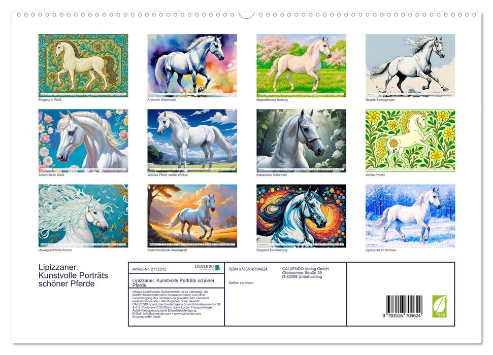 Lipizzaner. Kunstvolle Porträts schöner Pferde (CALVENDO Premium Wandkalender 2026)