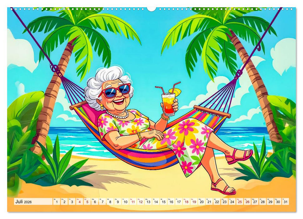 Oma rockt den Ruhestand - Lustiger Frauenkalender mit Humor (CALVENDO Premium Wandkalender 2026)