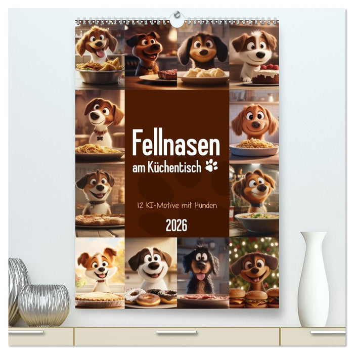 Fellnasen am Küchentisch - 12 KI-Motive mit Hunden (CALVENDO Premium Wandkalender 2026)