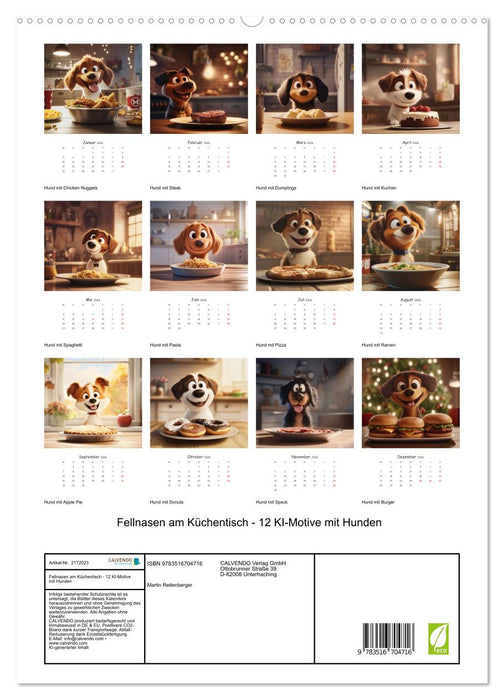 Fellnasen am Küchentisch - 12 KI-Motive mit Hunden (CALVENDO Premium Wandkalender 2026)