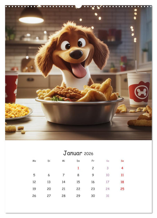Fellnasen am Küchentisch - 12 KI-Motive mit Hunden (CALVENDO Premium Wandkalender 2026)