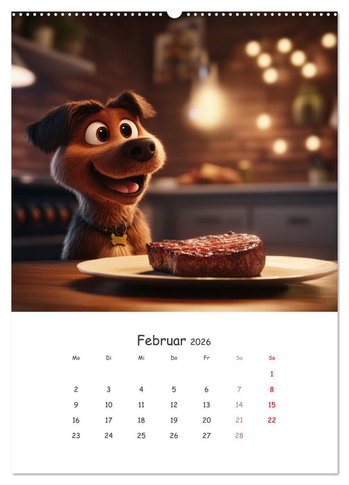 Fellnasen am Küchentisch - 12 KI-Motive mit Hunden (CALVENDO Premium Wandkalender 2026)