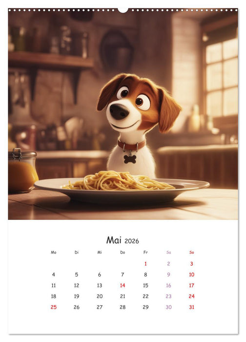 Fellnasen am Küchentisch - 12 KI-Motive mit Hunden (CALVENDO Premium Wandkalender 2026)