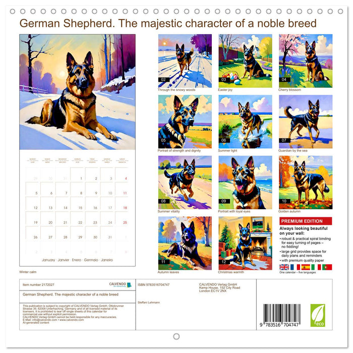 German Shepherd. The majestic character of a noble breed (CALVENDO Monthly Calendar 2026)