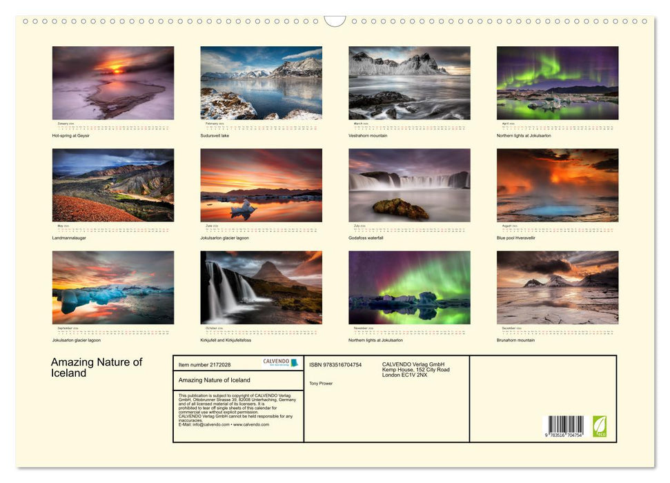 Amazing Nature of Iceland (CALVENDO Monthly Calendar 2026)