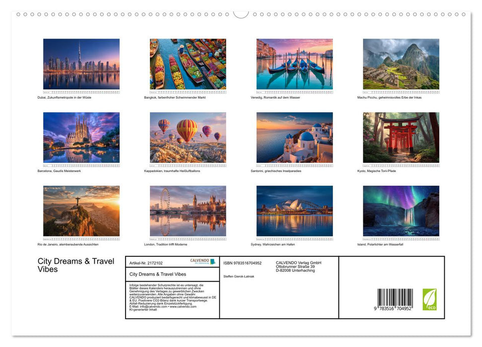 City Dreams & Travel Vibes (CALVENDO Premium Wandkalender 2026)