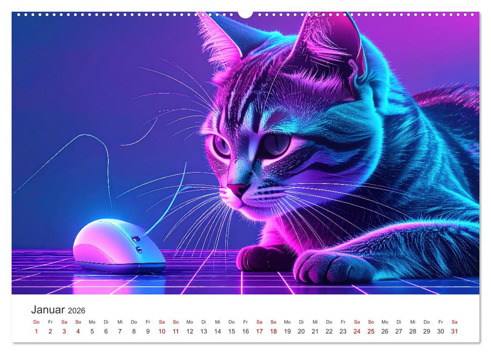Kunst Katzen (CALVENDO Premium Wandkalender 2026)