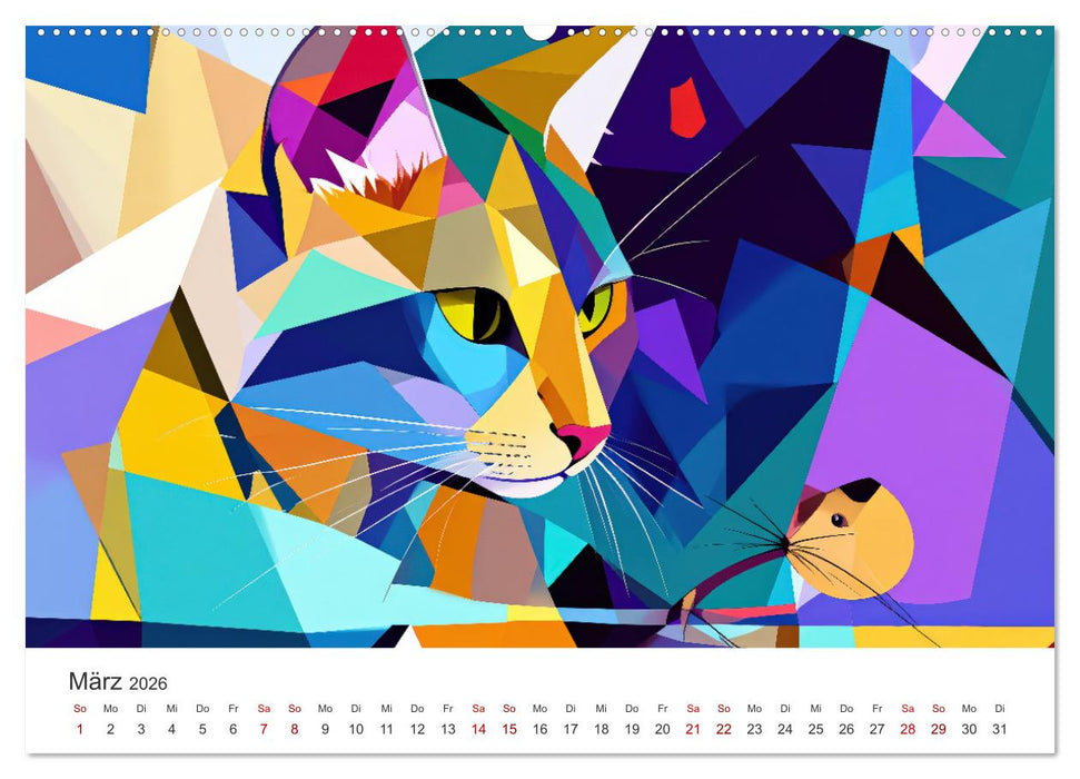 Kunst Katzen (CALVENDO Premium Wandkalender 2026)