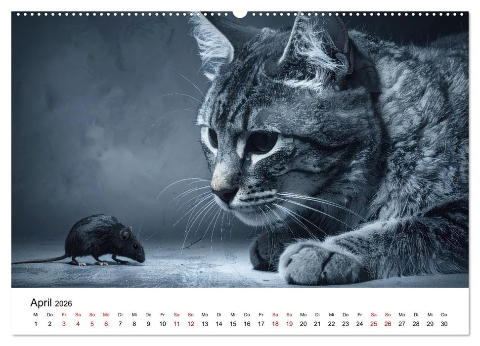 Kunst Katzen (CALVENDO Premium Wandkalender 2026)