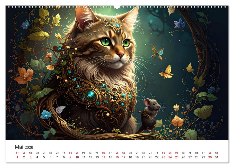 Kunst Katzen (CALVENDO Premium Wandkalender 2026)