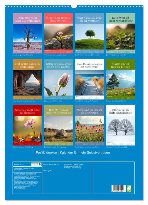 Positiv denken - Kalender für mehr Selbstvertrauen (CALVENDO Wandkalender 2026)