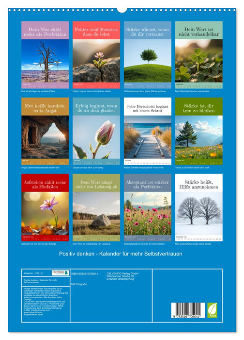 Positiv denken - Kalender für mehr Selbstvertrauen (CALVENDO Premium Wandkalender 2026)