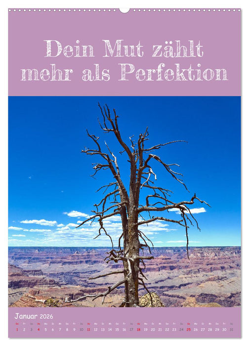 Positiv denken - Kalender für mehr Selbstvertrauen (CALVENDO Premium Wandkalender 2026)