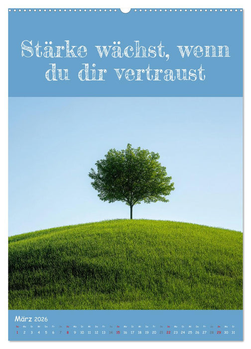 Positiv denken - Kalender für mehr Selbstvertrauen (CALVENDO Premium Wandkalender 2026)