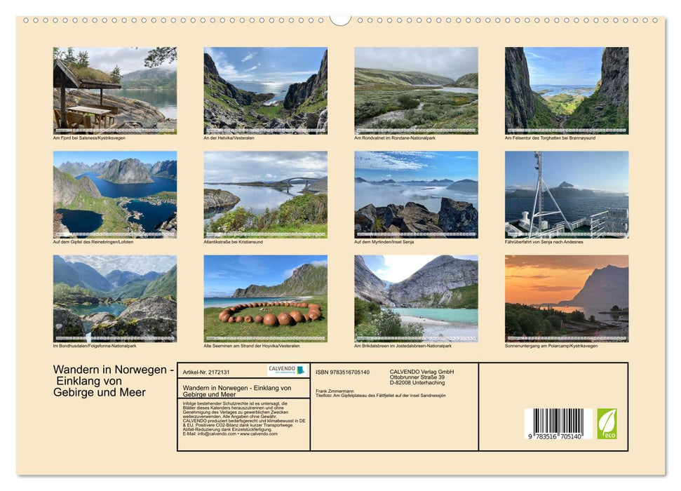 Wandern in Norwegen - Einklang von Gebirge und Meer (CALVENDO Premium Wandkalender 2026)