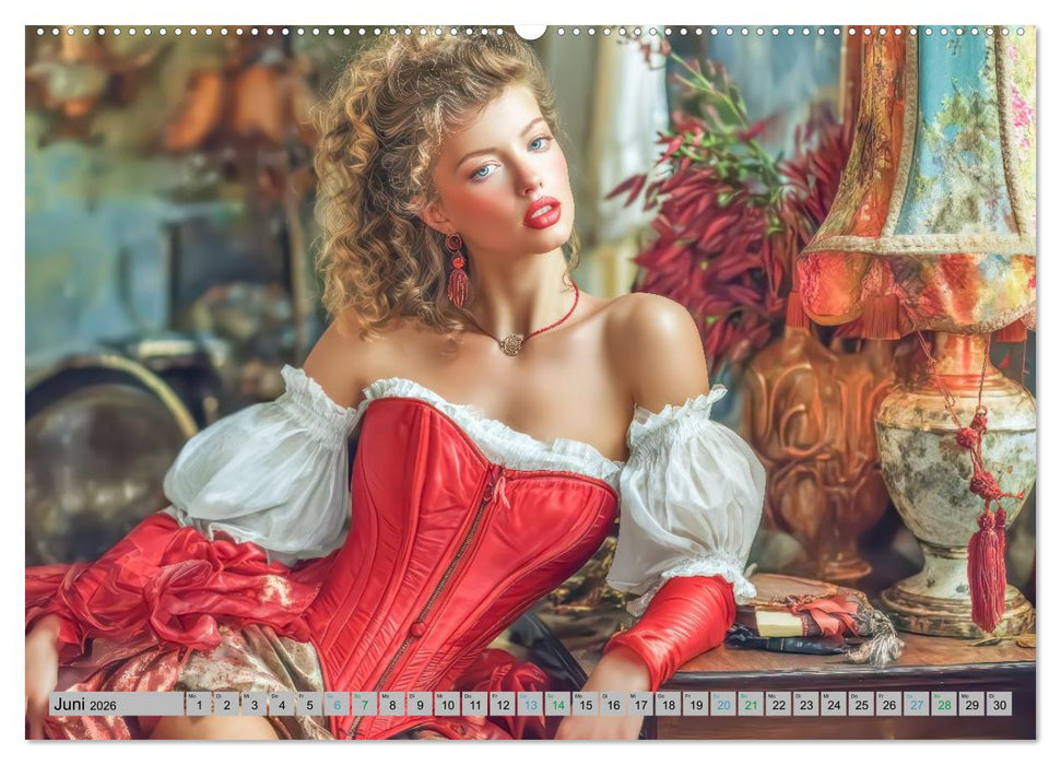 Frauen und Korsetts - Malerische Werke (CALVENDO Wandkalender 2026)