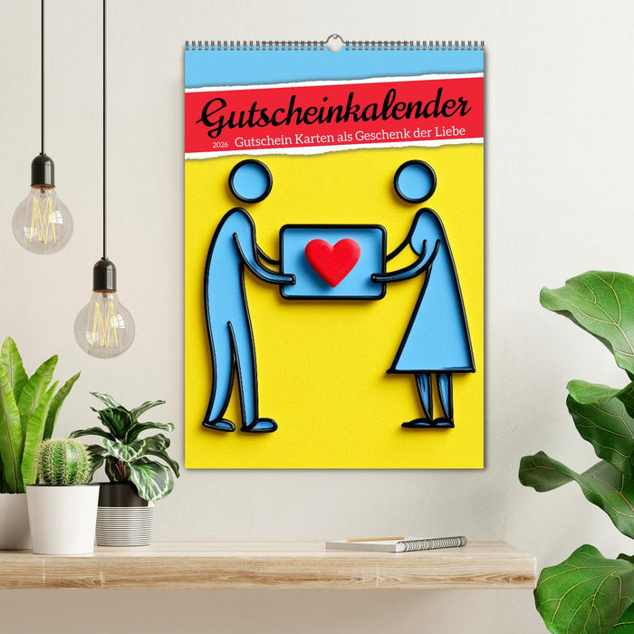 Gutscheinkalender - Gutschein Karten als Geschenk der Liebe (CALVENDO Wandkalender 2026)