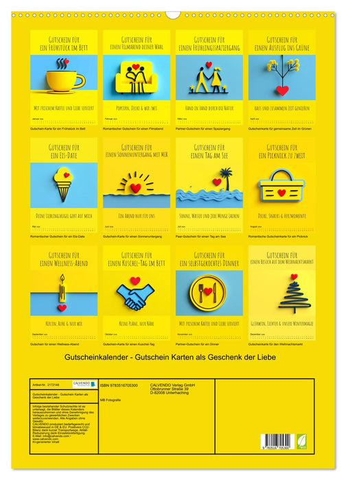 Gutscheinkalender - Gutschein Karten als Geschenk der Liebe (CALVENDO Wandkalender 2026)