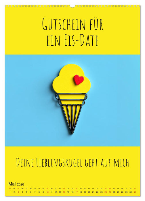 Gutscheinkalender - Gutschein Karten als Geschenk der Liebe (CALVENDO Wandkalender 2026)