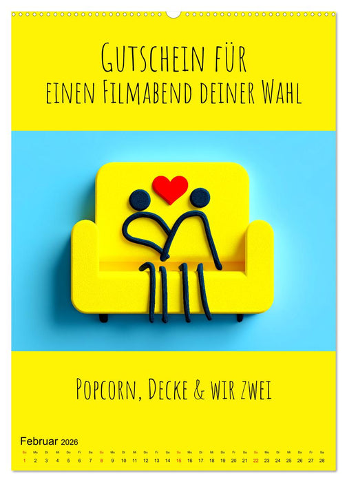 Gutscheinkalender - Gutschein Karten als Geschenk der Liebe (CALVENDO Premium Wandkalender 2026)