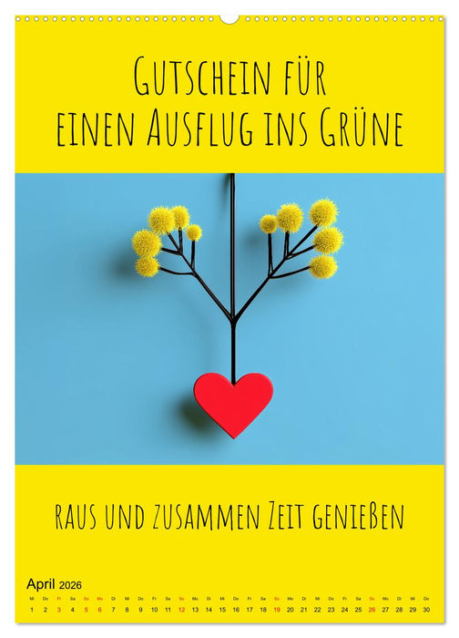 Gutscheinkalender - Gutschein Karten als Geschenk der Liebe (CALVENDO Premium Wandkalender 2026)